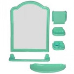 Набор для ванной комнаты М-204 (7пр.) с зеркалом, цвет зелёный