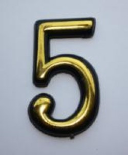 Цифра дверного номера "5" золото самоклеющ h=5 см.(3000/100)