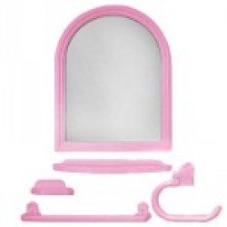 Набор для ванной комнаты ST-115 с зеркалом (розовый)