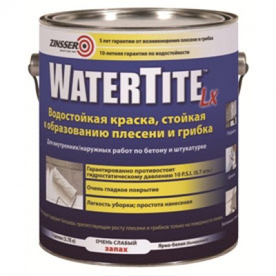 Watertite Lx Краска водостойкая противогрибковая латексная, банка 3,78л